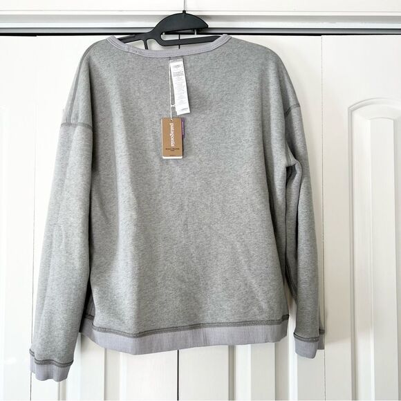NWT Patagonia Women's Shearling Crew Fleece Reversible Sweatshirt in Salt Grey - Picture 3 of 6